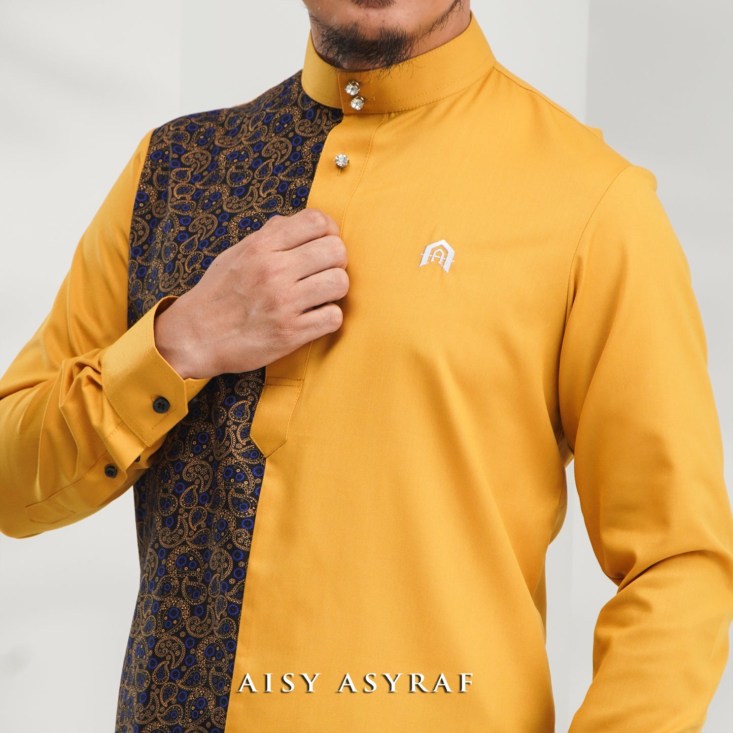 Kurta Nabeela - Kod 30 (Mustard Blue Abstract) - NEW RELEASE