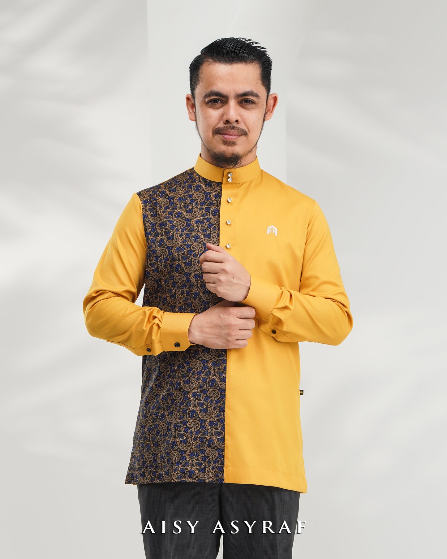 Kurta Nabeela - Kod 30 (Mustard Blue Abstract) - NEW RELEASE
