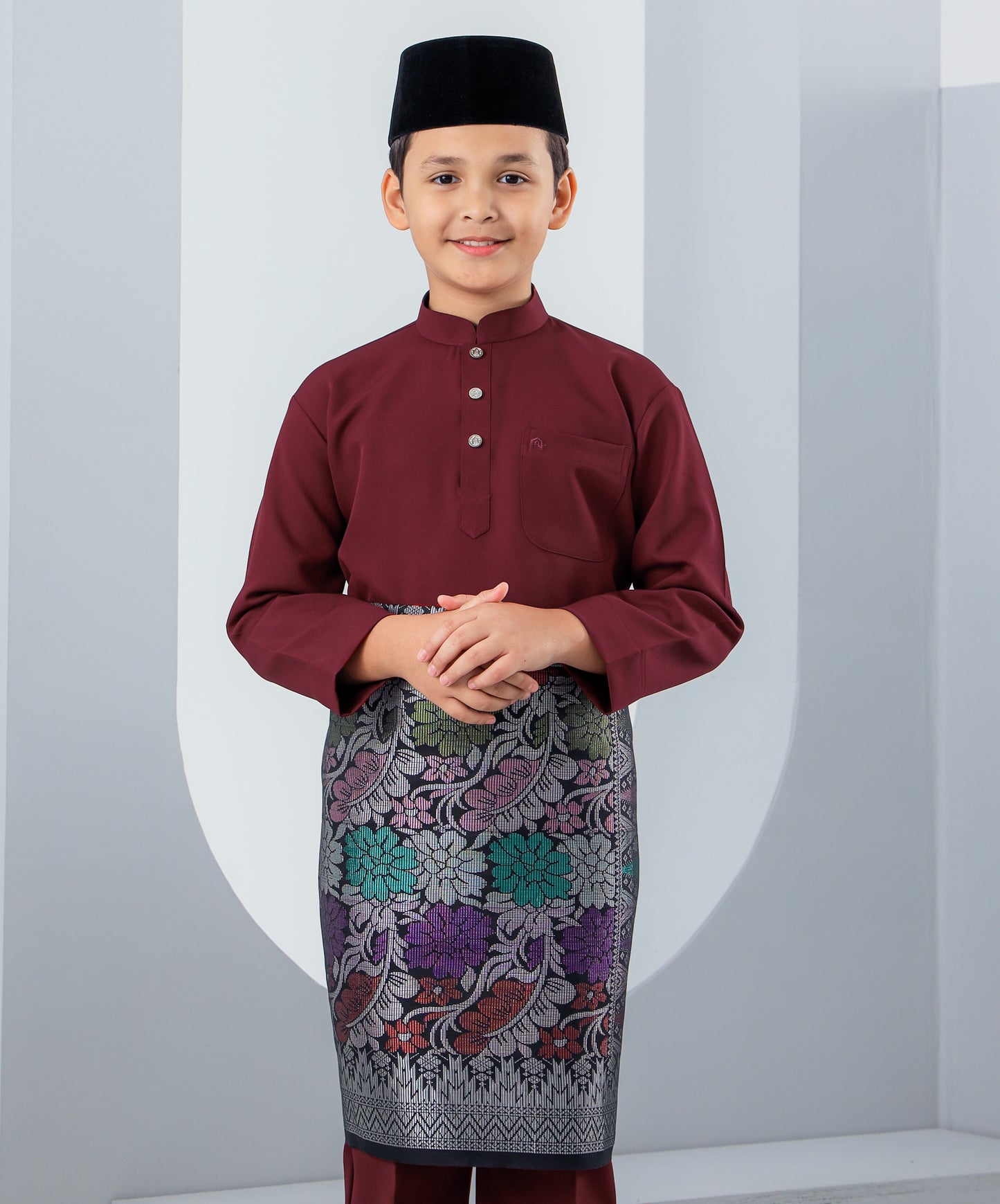 Baju Melayu Haseki Kids - Maroon