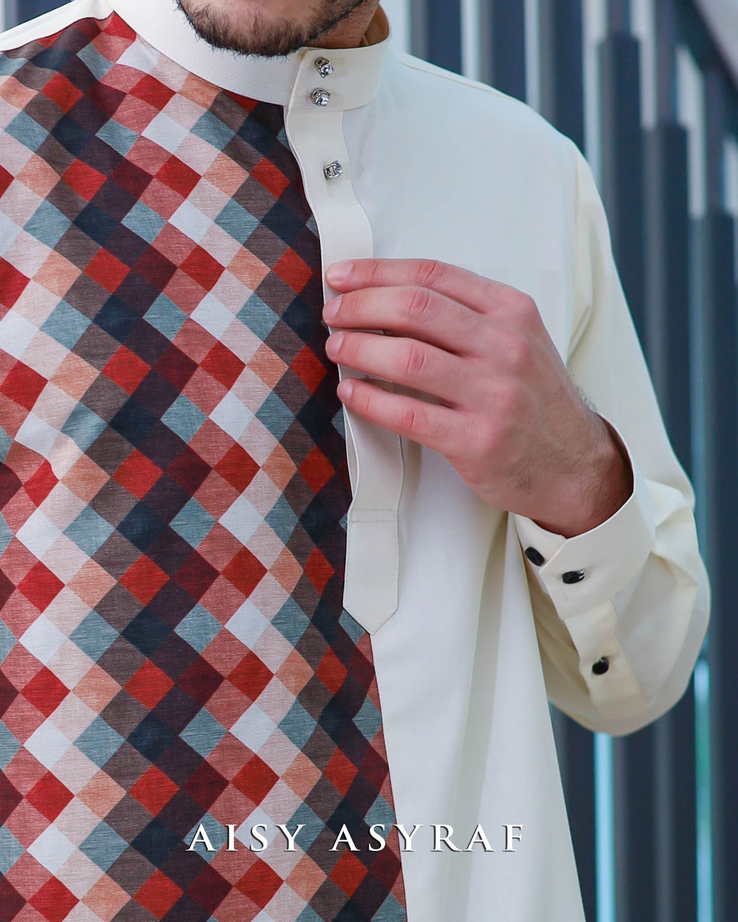 Kurta Nabeela Raya - Cream Abstract