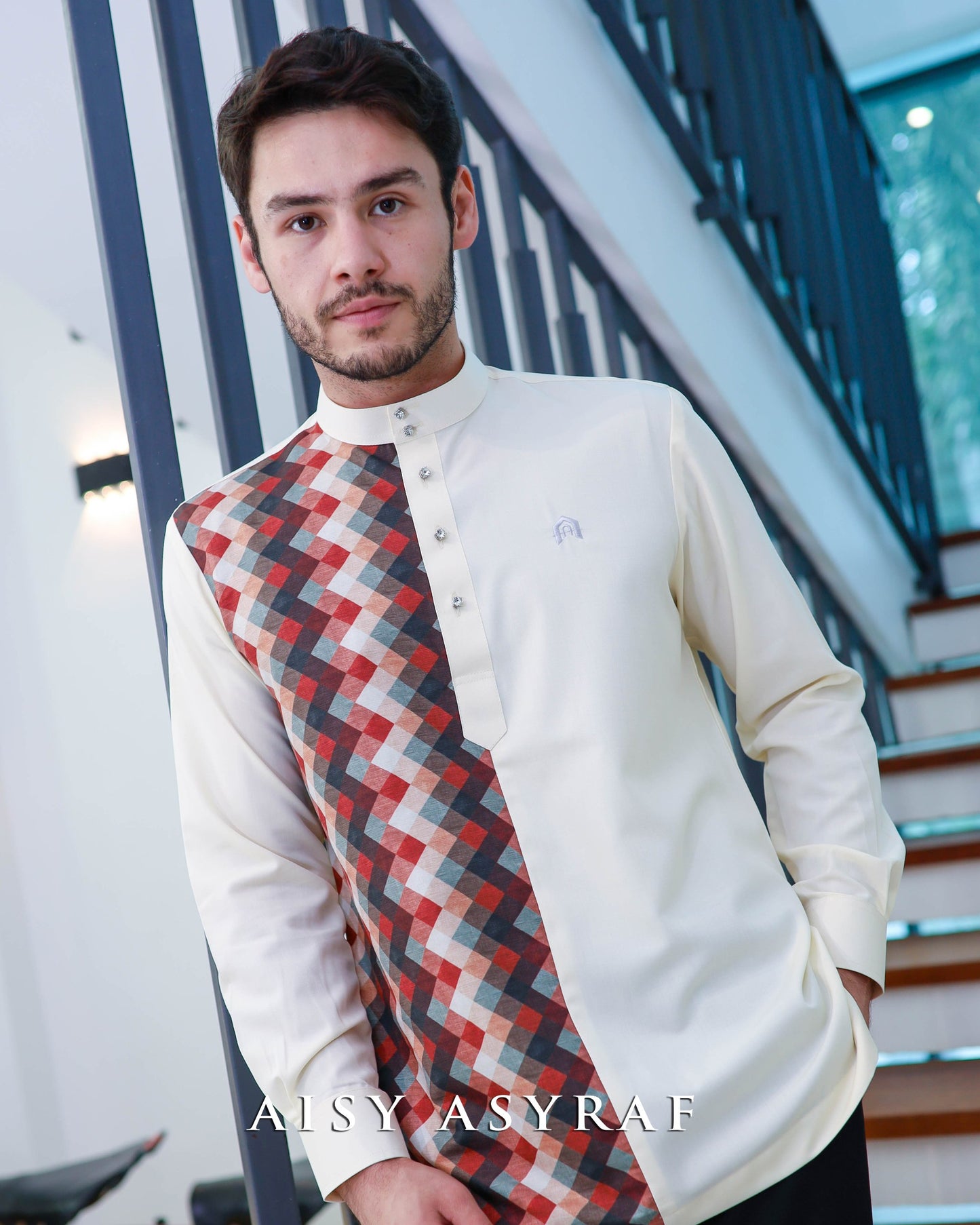 Kurta Nabeela Raya - Cream Abstract