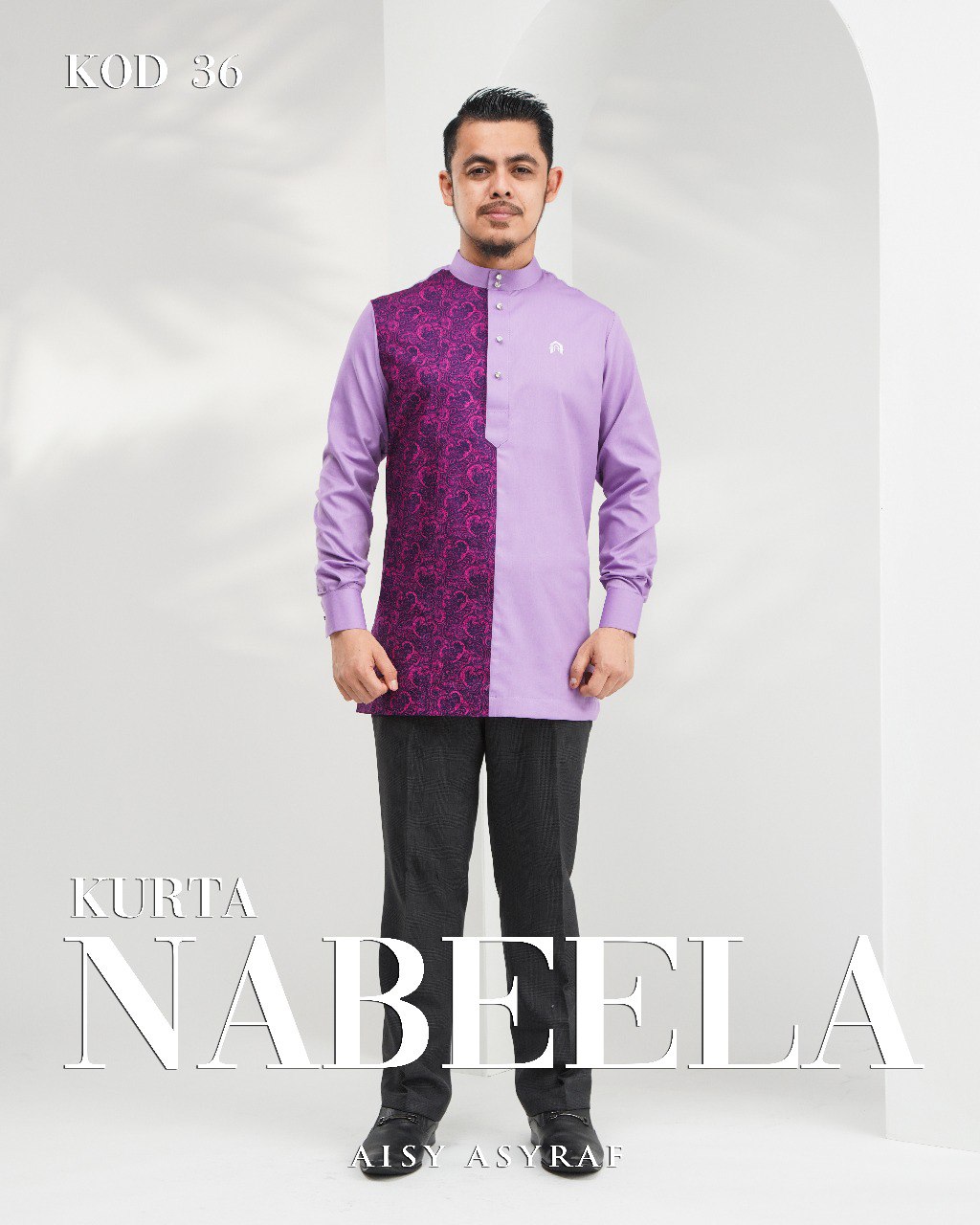 Kurta Nabeela - Kod 36 (Lavendar Abstract) - NEW RELEASE