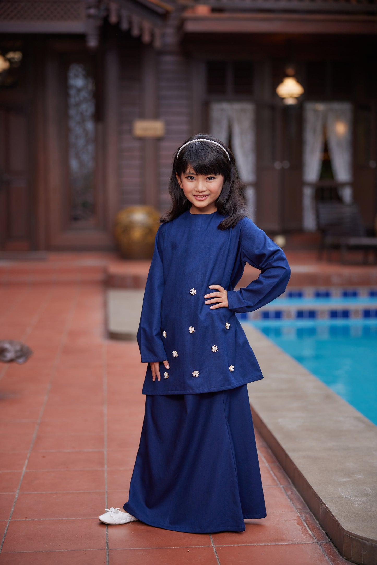 Baju Kurung Plain Gelora Raya Kids - Navy Blue