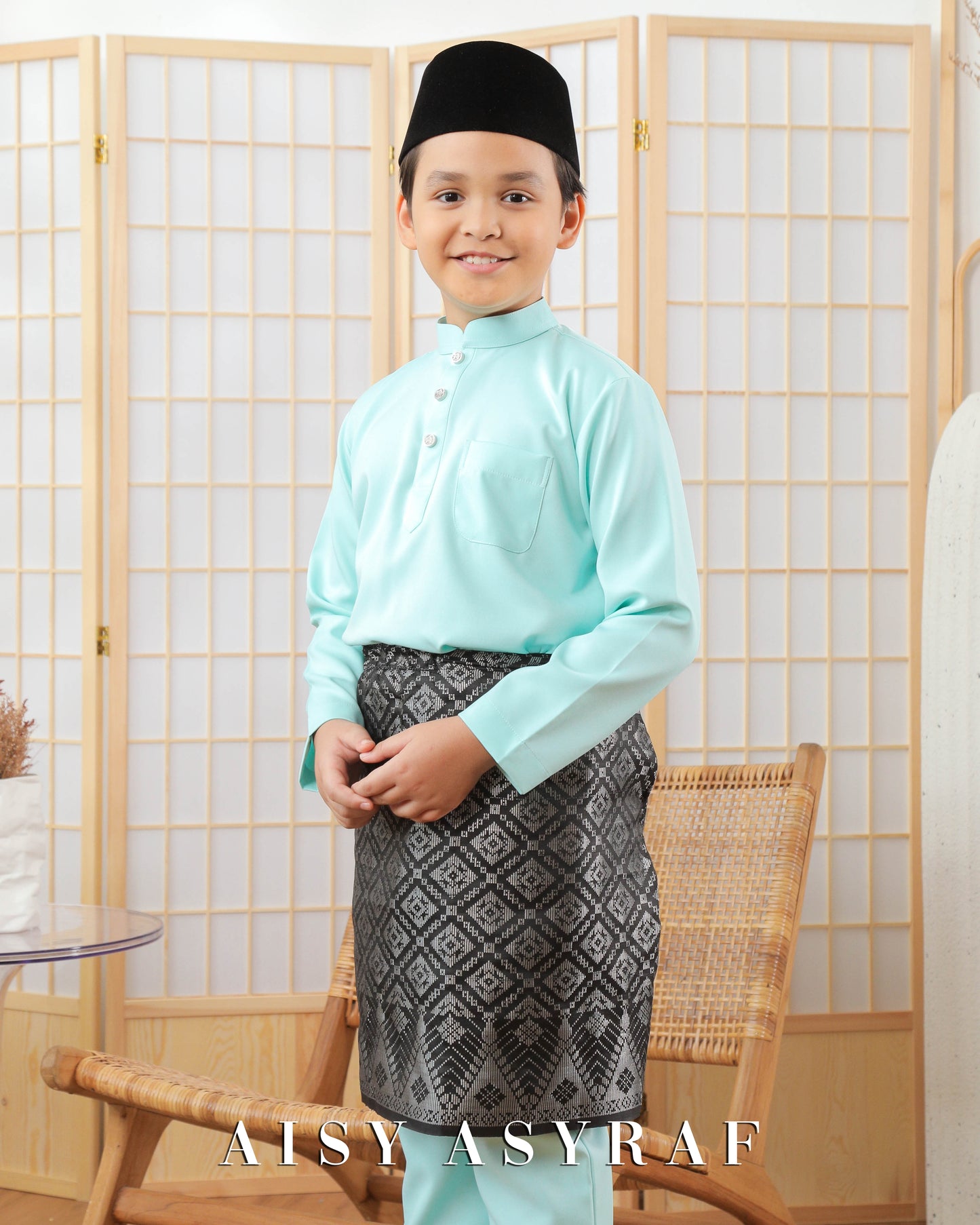 Baju Melayu Zaidan Kids - Mint Green