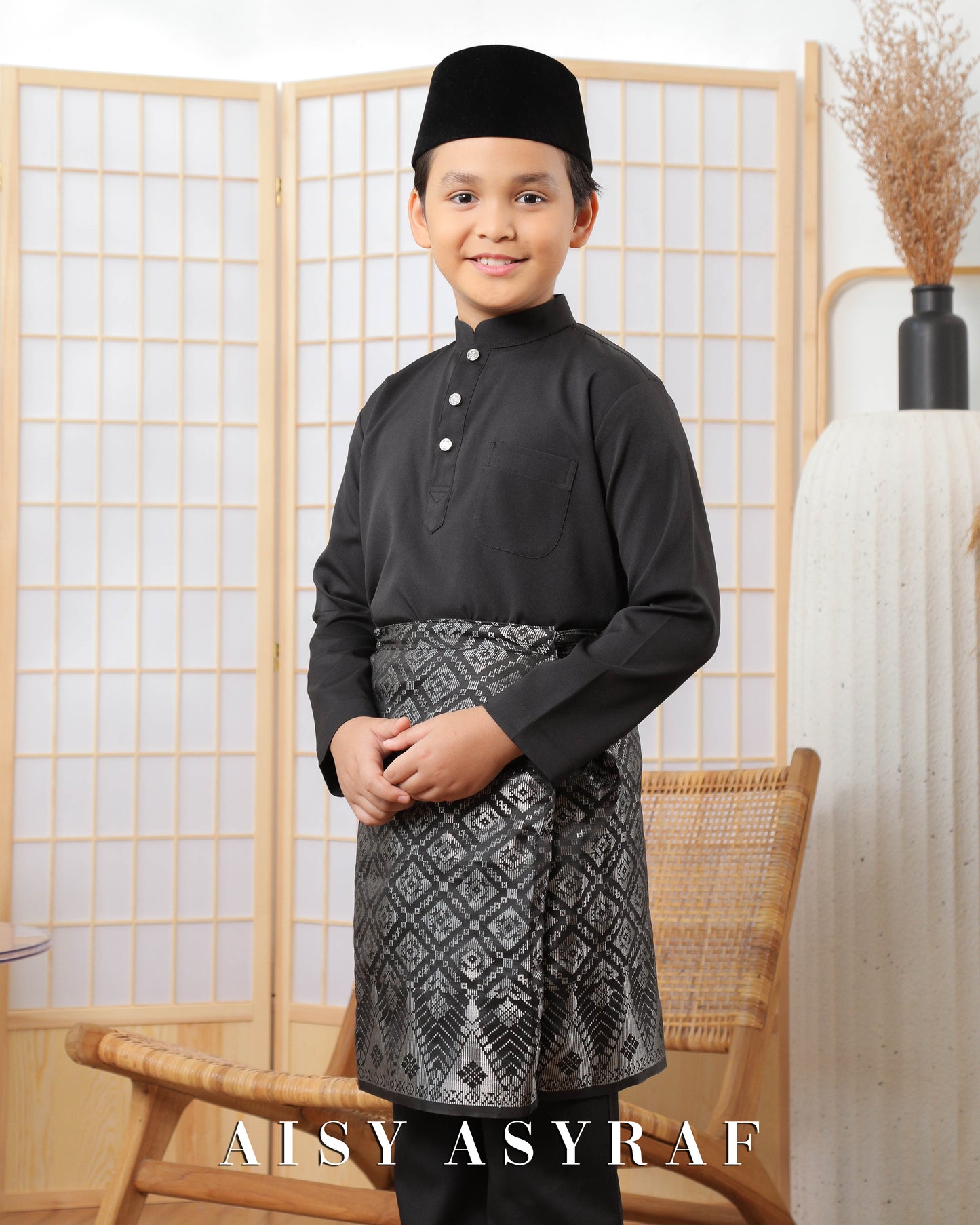 Baju Melayu Zaidan Kids - Black