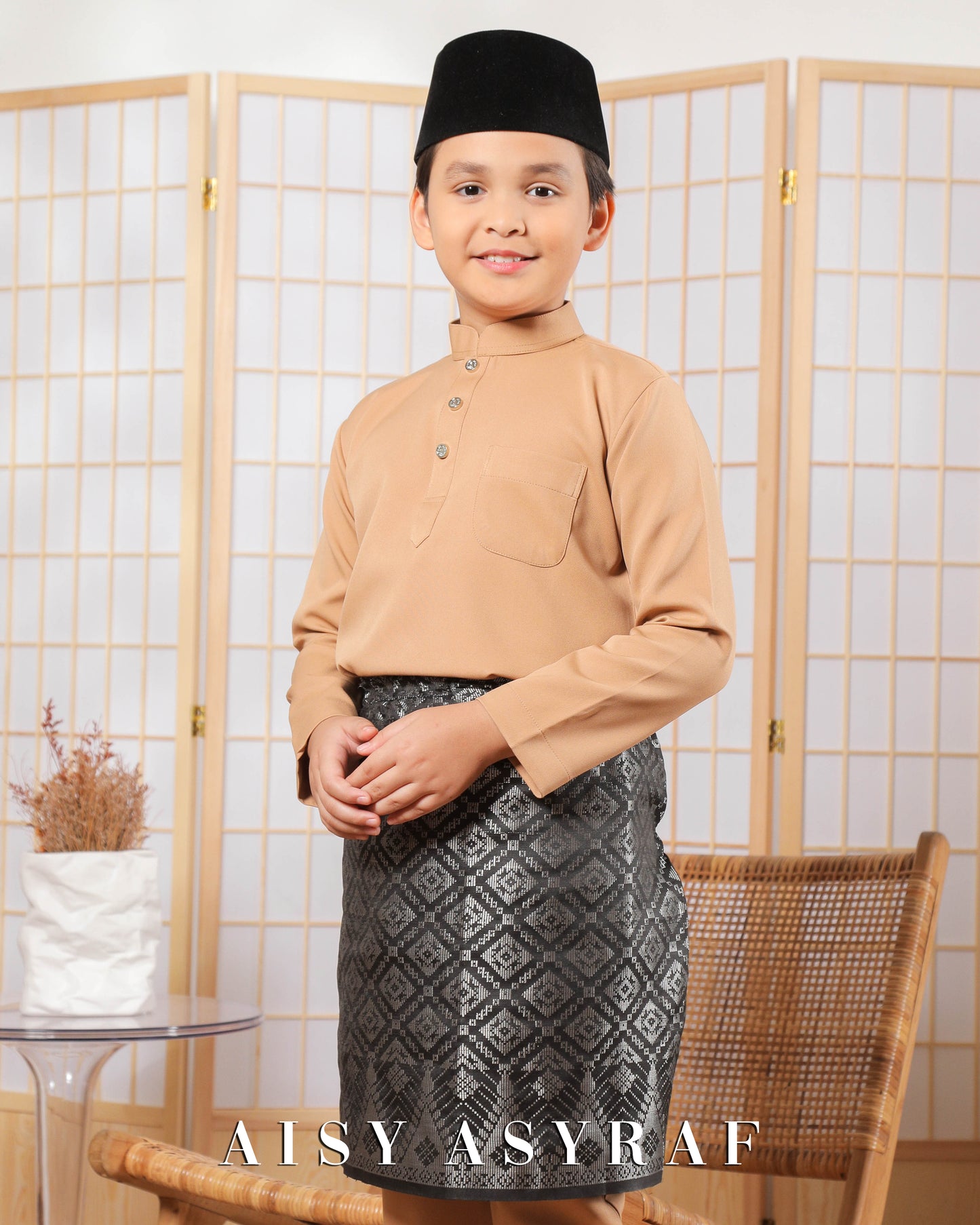 Baju Melayu Zaidan Kids - Milk Tea