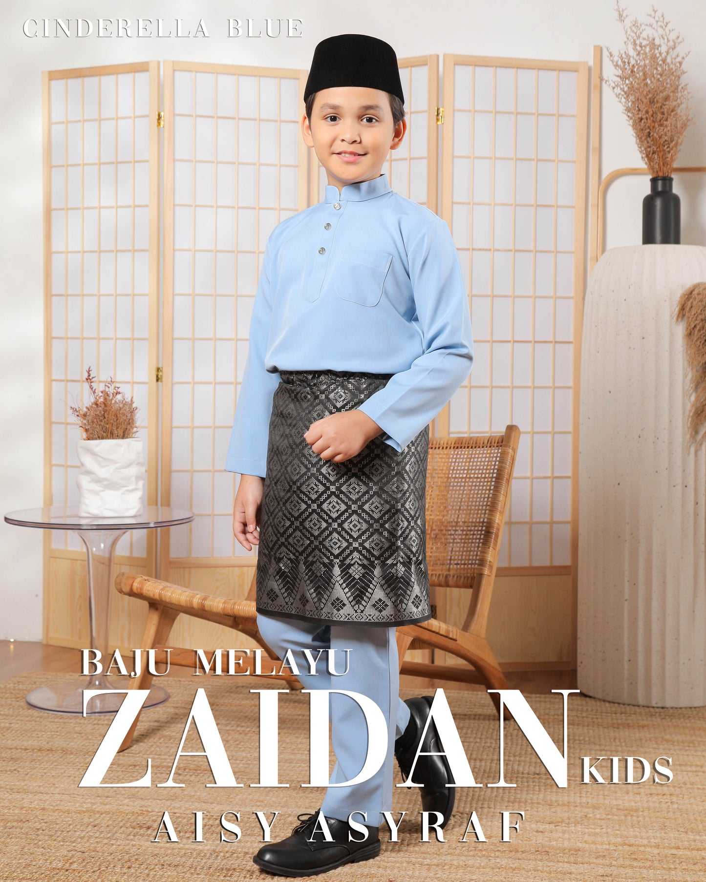Baju Melayu Zaidan Kids - Cinderella Blue