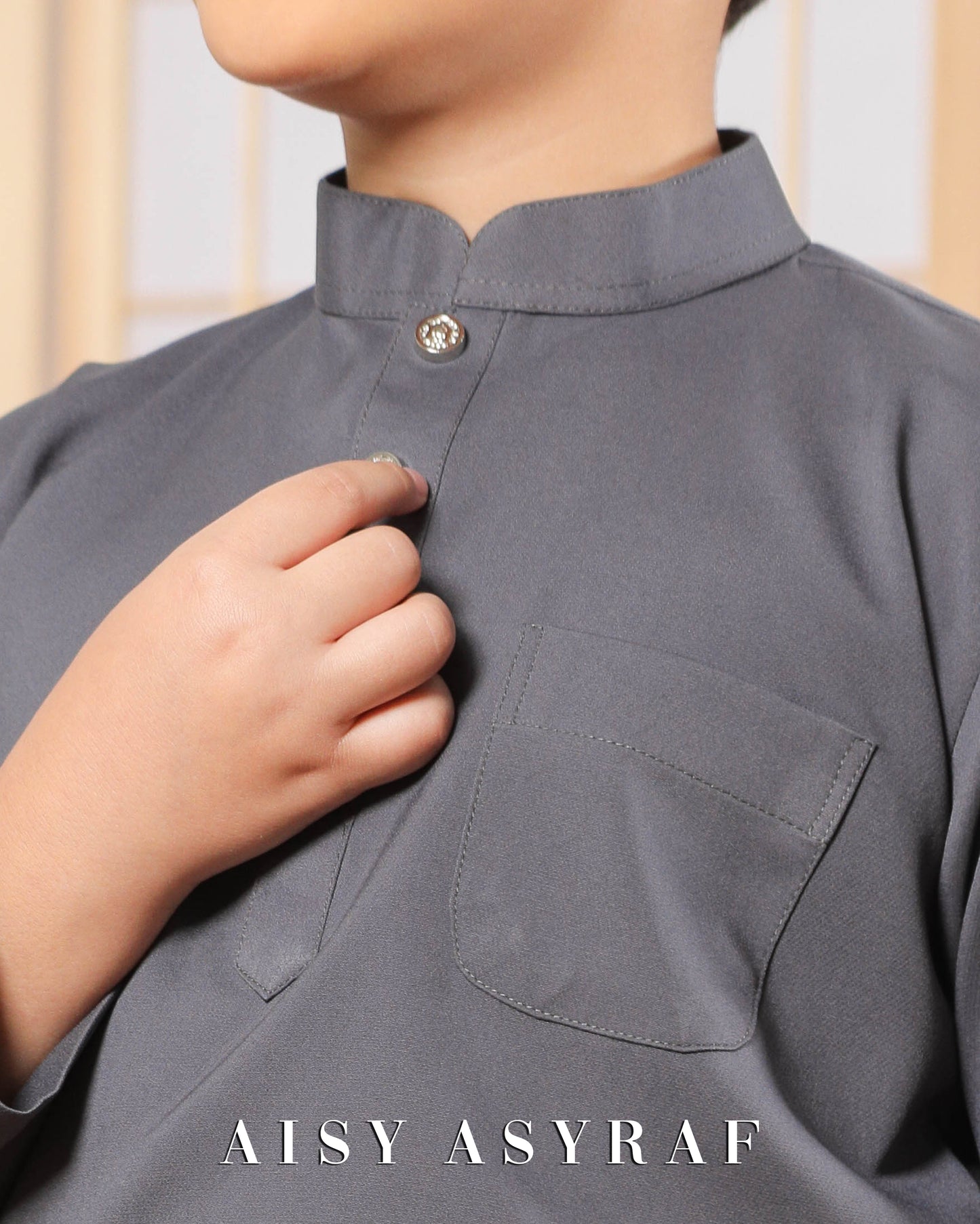 Baju Melayu Zaidan Kids - Dark Grey