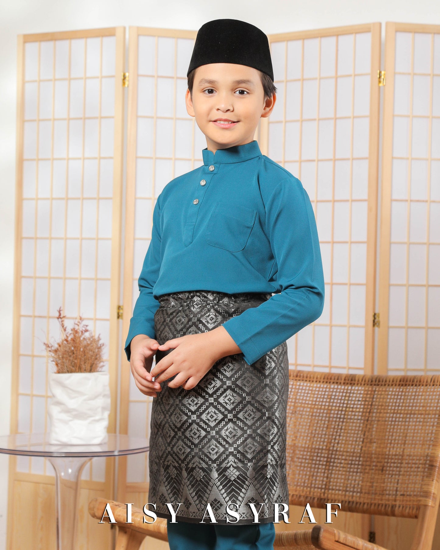 Baju Melayu Zaidan Kids - Blue Turqouise