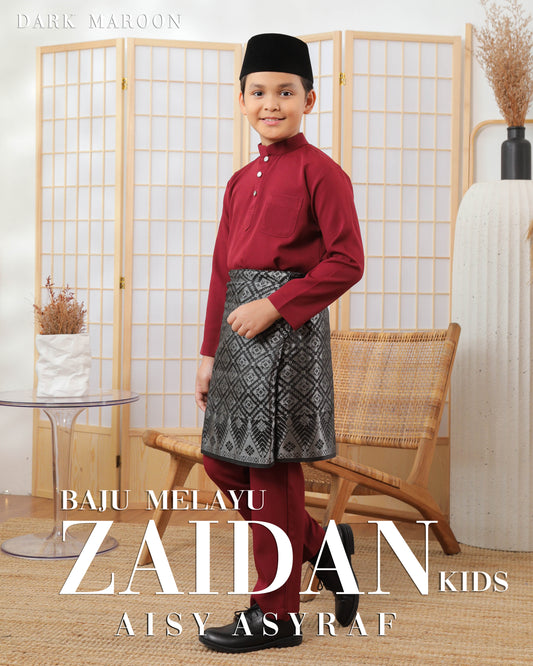 Baju Melayu Zaidan Kids - Dark Maroon