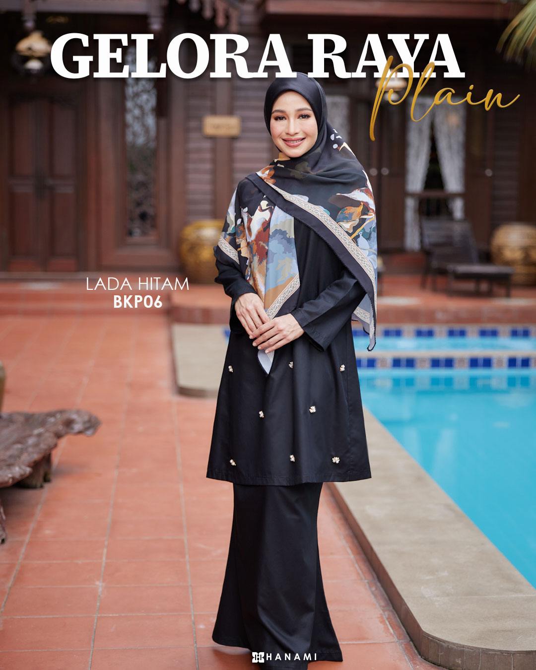 Baju Kurung Plain Gelora Raya - Lada Hitam (Black)