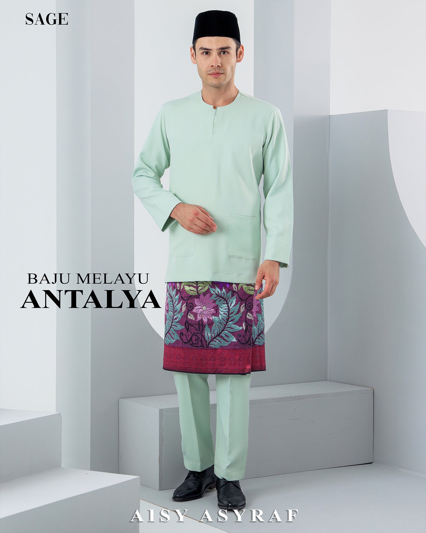 Baju Melayu Antalya - Pastel Mint