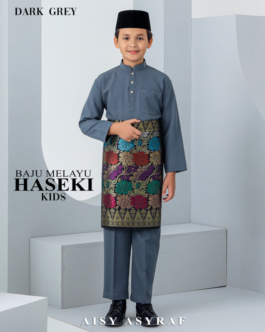 Baju Melayu Haseki Kids - Dark Grey