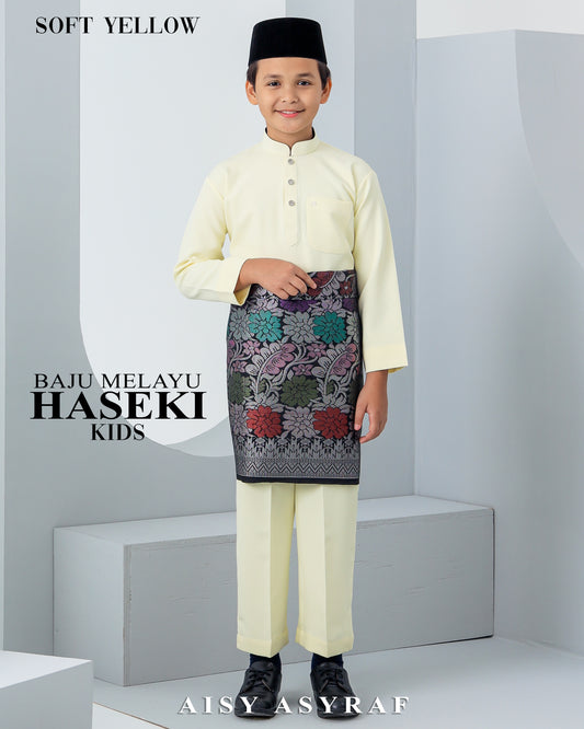 Baju Melayu Haseki Kids - Soft Yellow