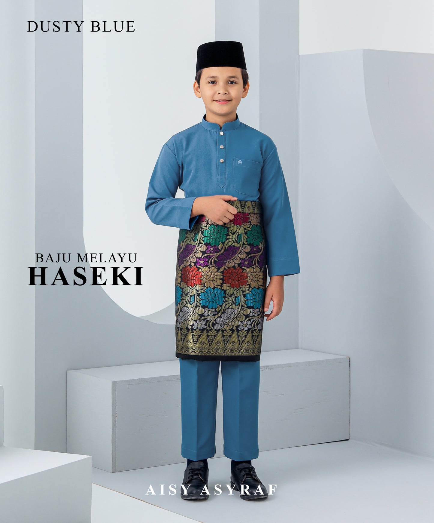 Baju Melayu Haseki Kids - Dusty Blue