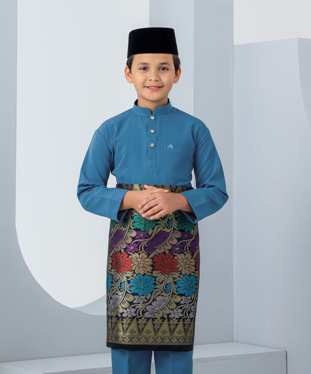 Baju Melayu Haseki Kids - Dusty Blue