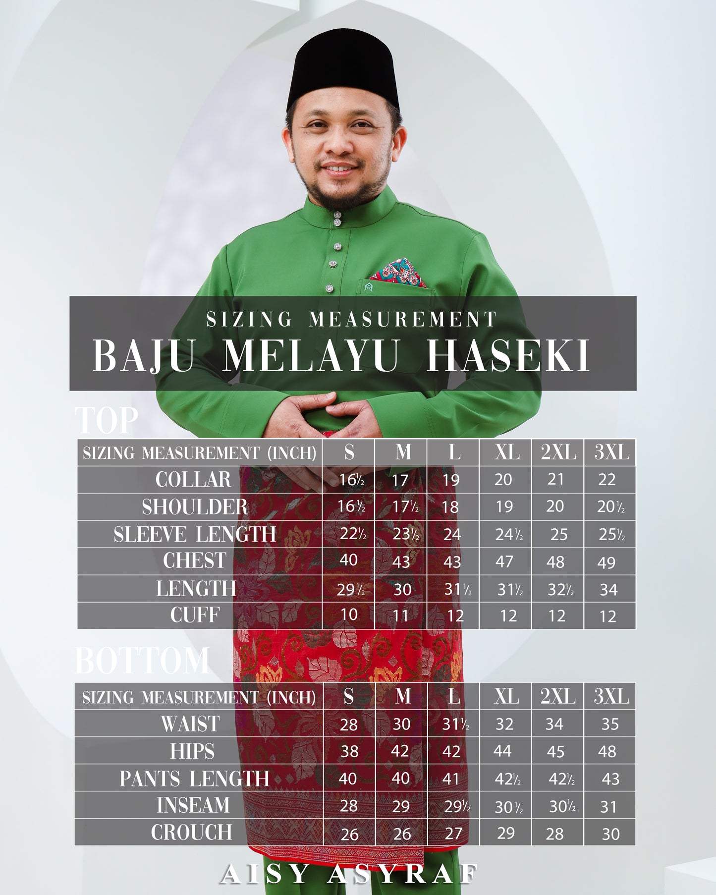 Baju Melayu Haseki - Pastel Mint