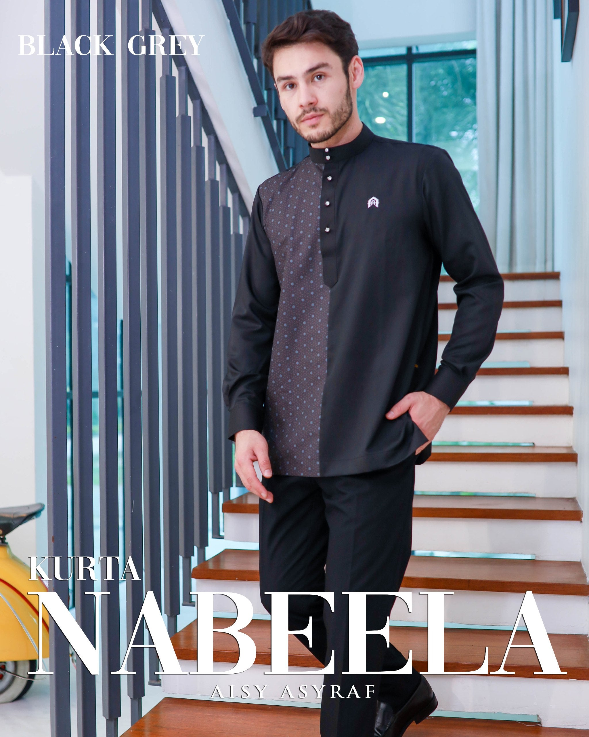 Kurta Nabeela - Black Grey