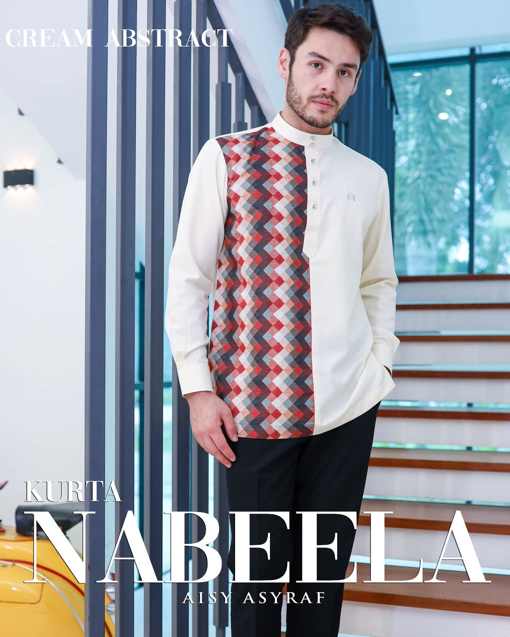 Kurta Nabeela - Cream Abstract