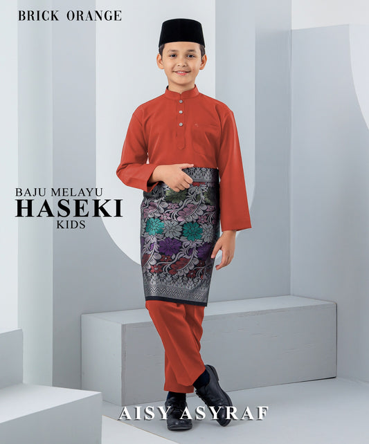 Baju Melayu Haseki Kids - Brick Orange