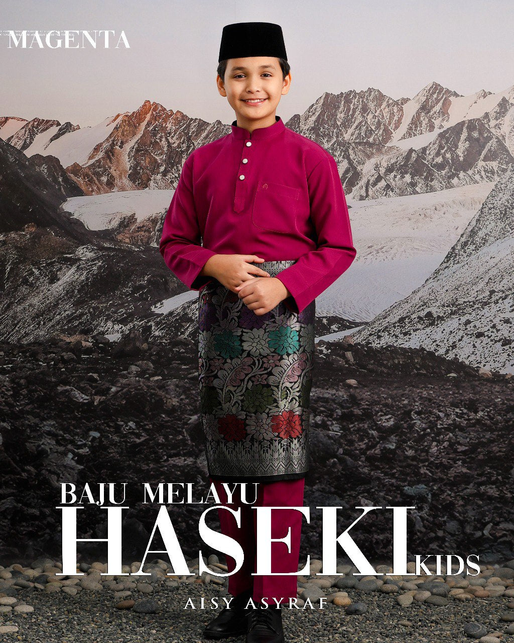Baju Melayu Haseki Kids - Magenta