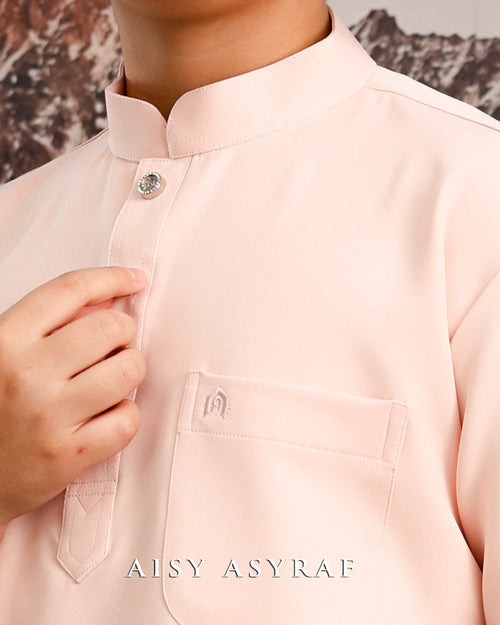 Baju Melayu Haseki Kids - Peach