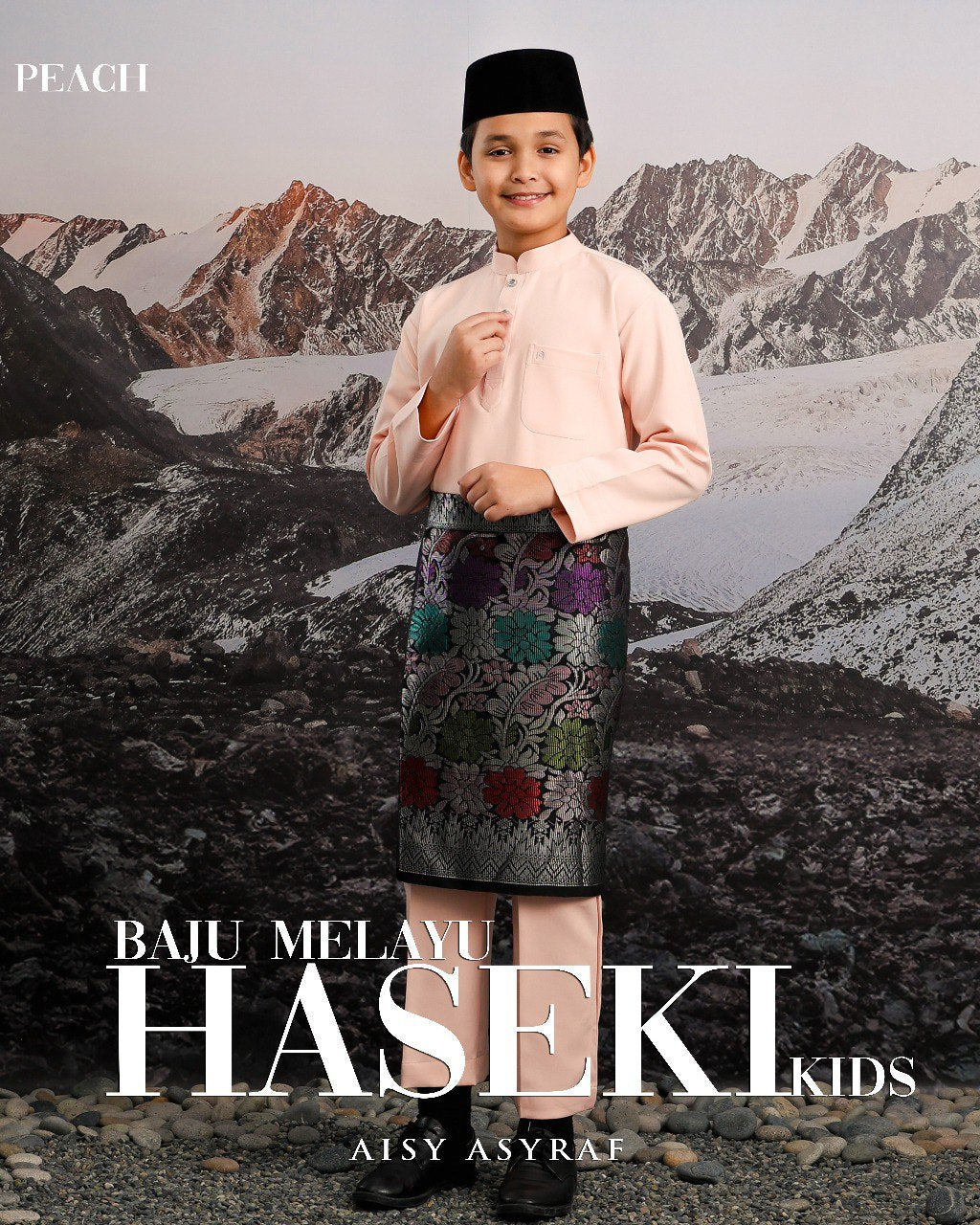 Baju Melayu Haseki Kids - Peach