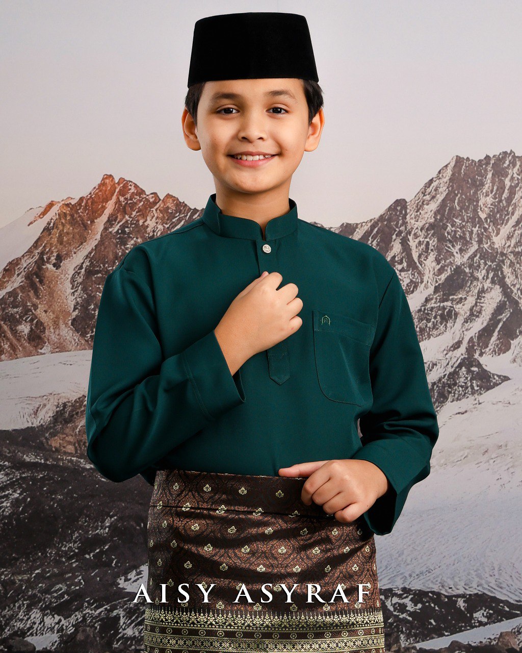 Baju Melayu Haseki Kids - Emerald Green