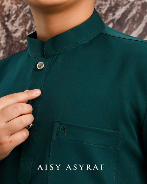 Baju Melayu Haseki Kids - Emerald Green