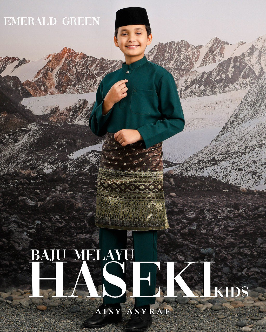Baju Melayu Haseki Kids - Emerald Green