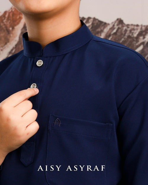 Baju Melayu Haseki Kids - Navy Blue