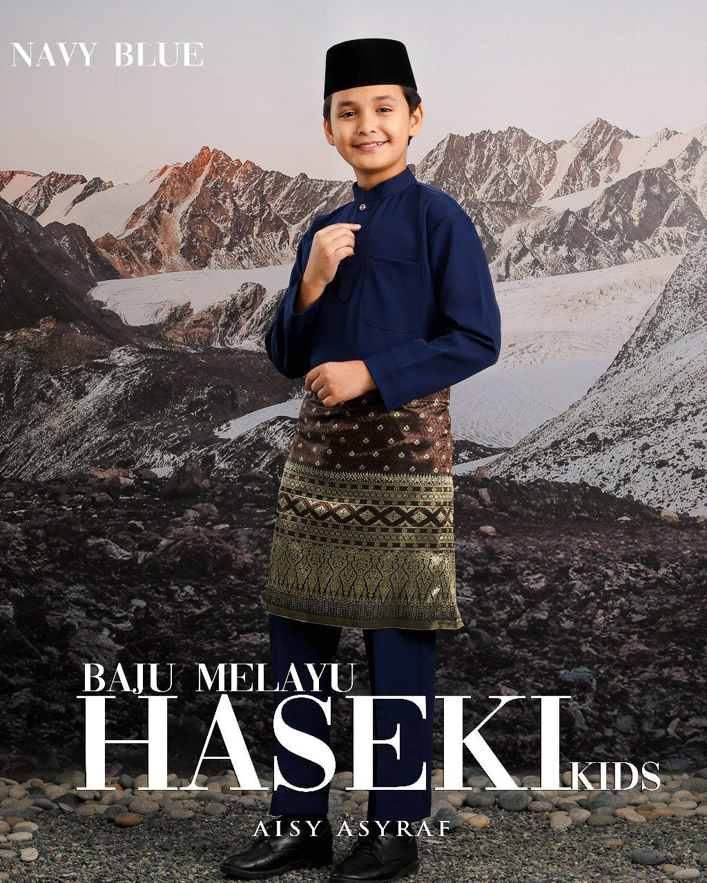 Baju Melayu Haseki Kids - Navy Blue