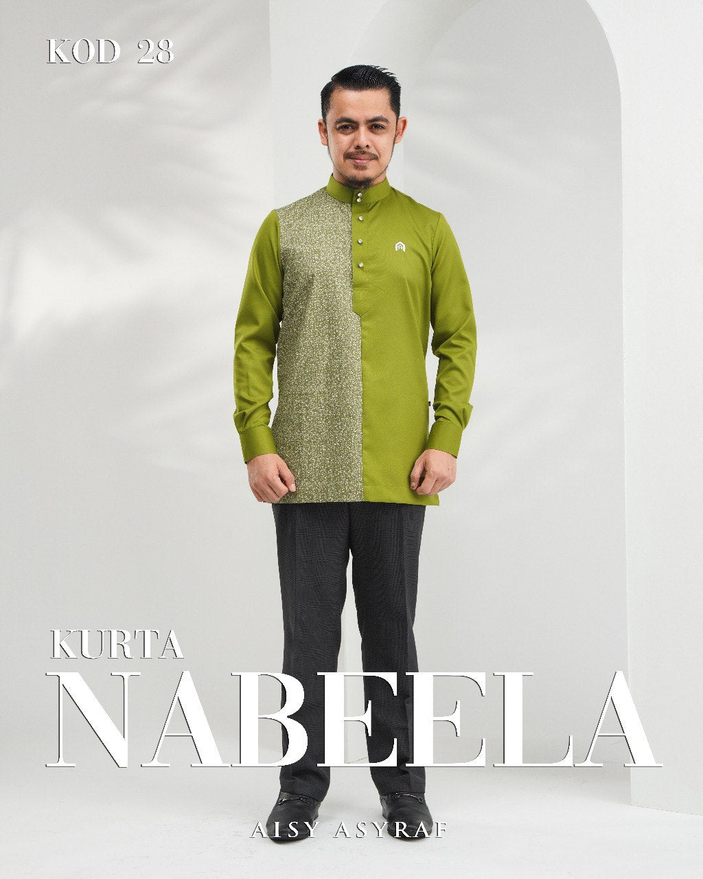 Kurta Nabeela - Kod 28 (Olive Small Flower) - NEW RELEASE