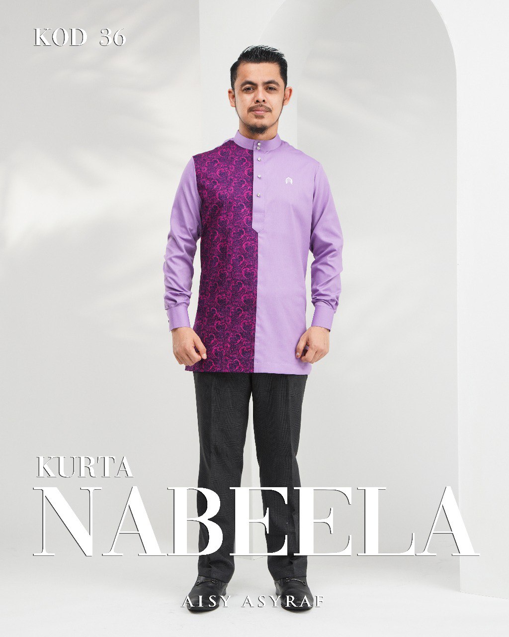 Kurta Nabeela - Kod 36 (Lavendar Abstract)  - NEW RELEASE