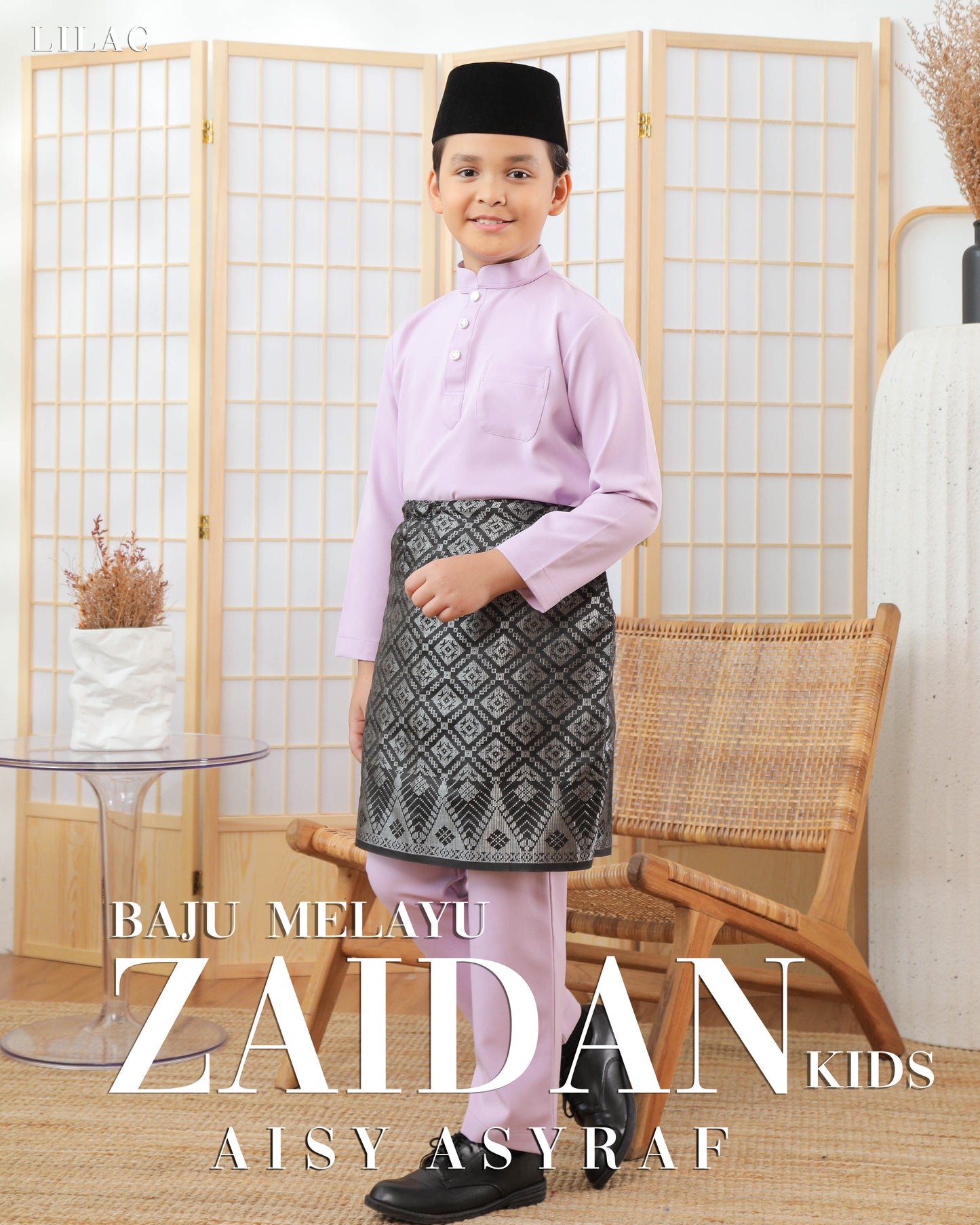 Baju Melayu Zaidan Kids - Lilac Purple