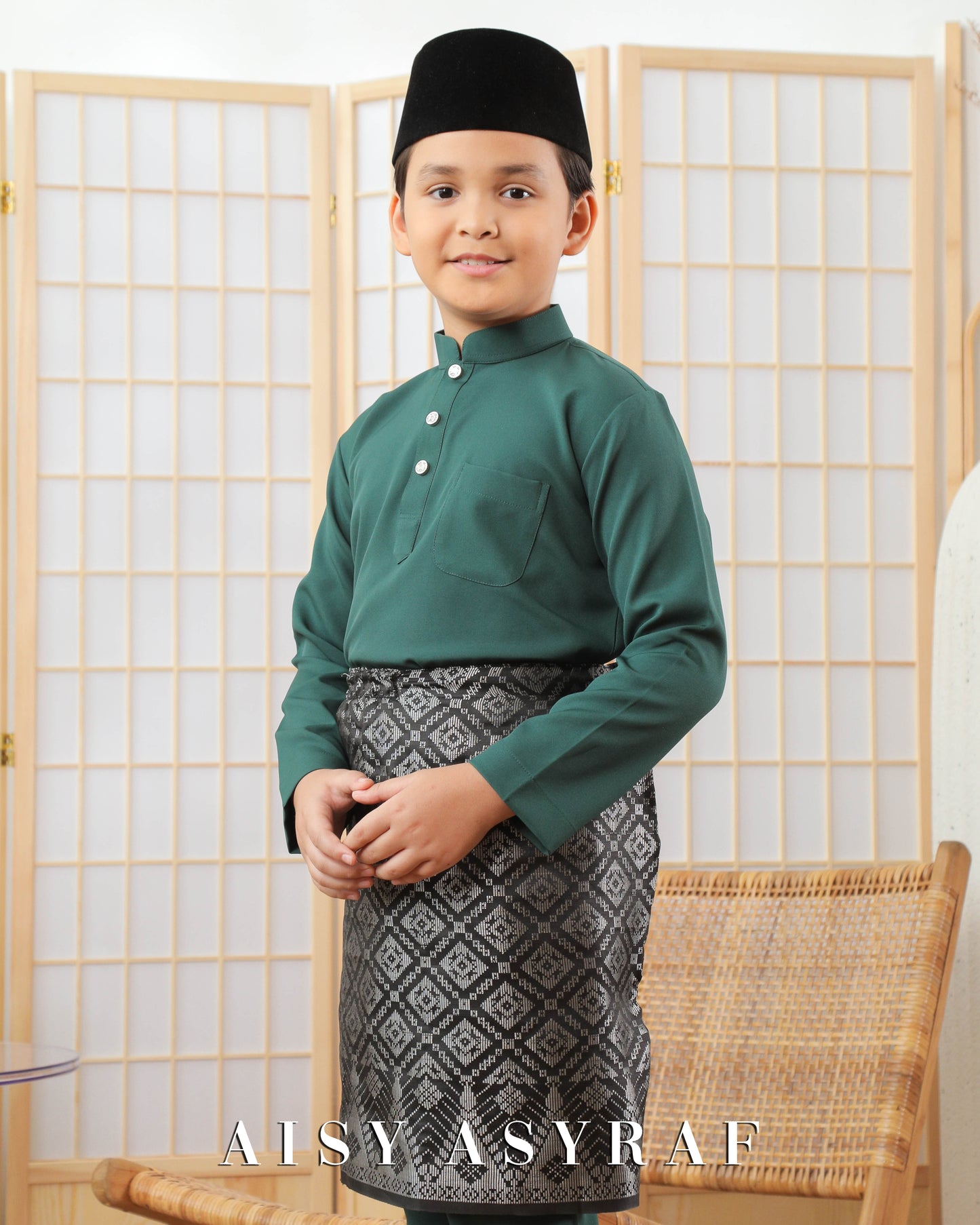 Baju Melayu Zaidan Kids - Emerald Green