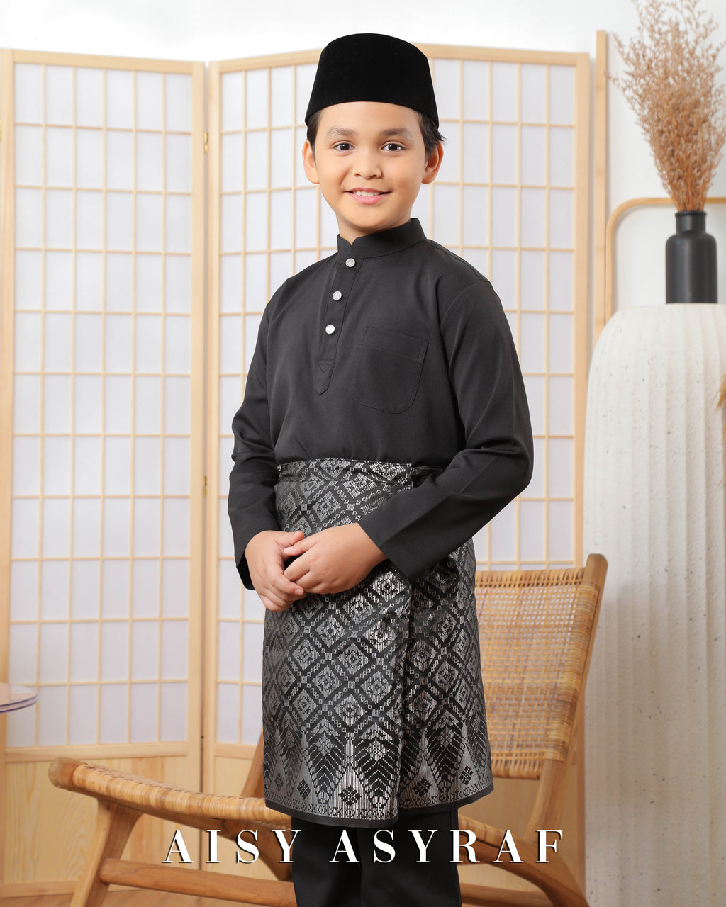 Baju Melayu Zaidan Kids - Black