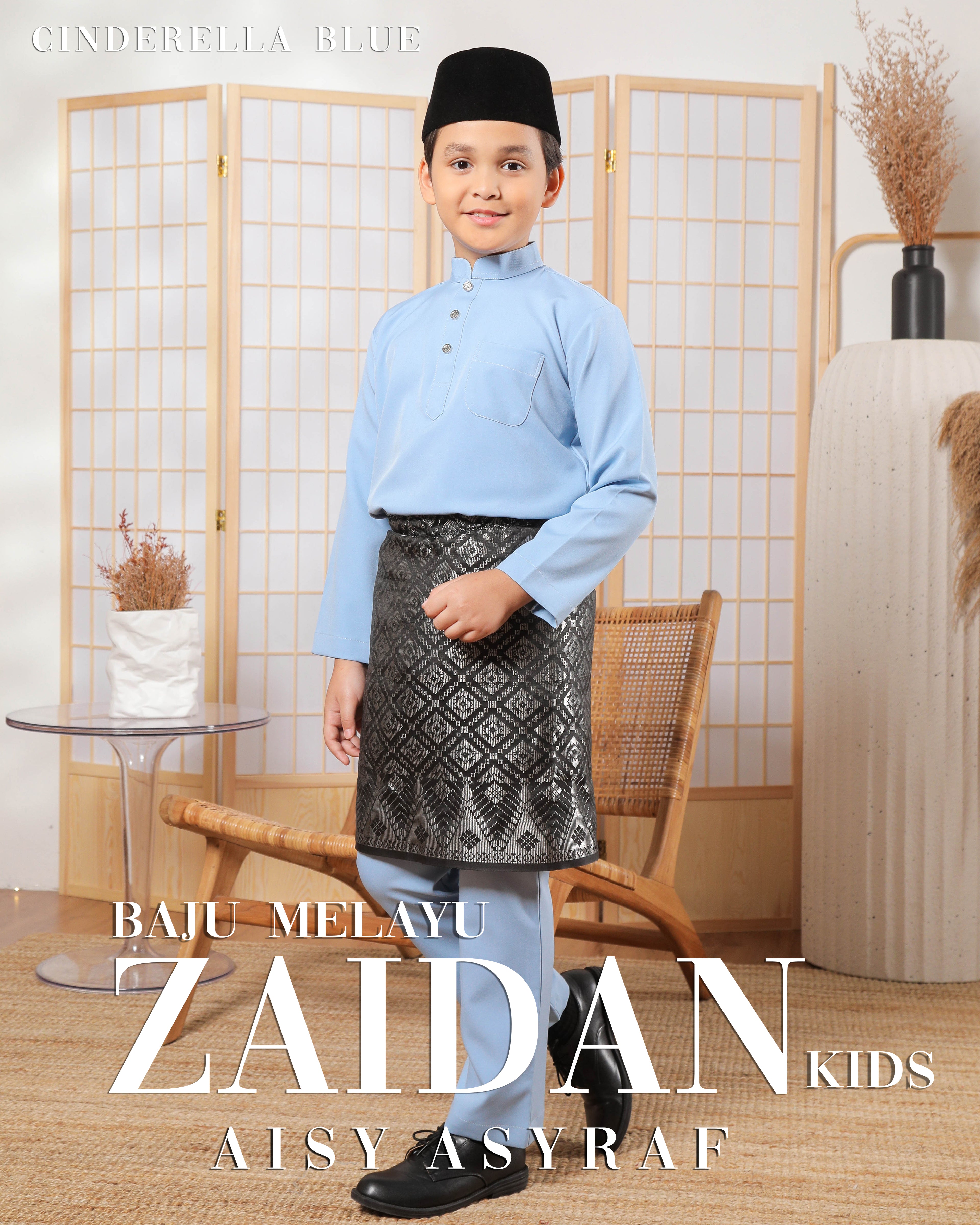 Baju Melayu Zaidan Kids - Cinderella Blue