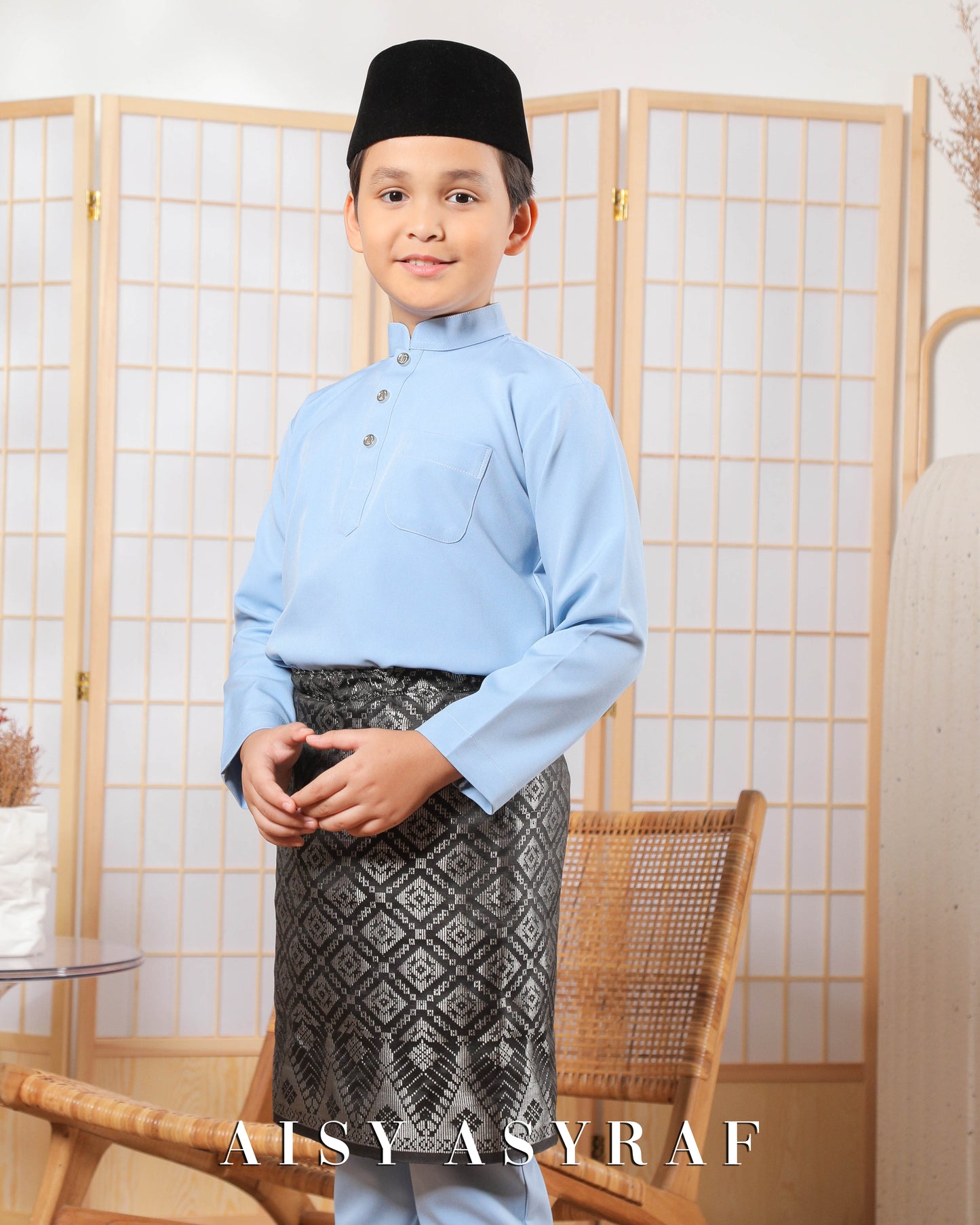 Baju Melayu Zaidan Kids - Cinderella Blue