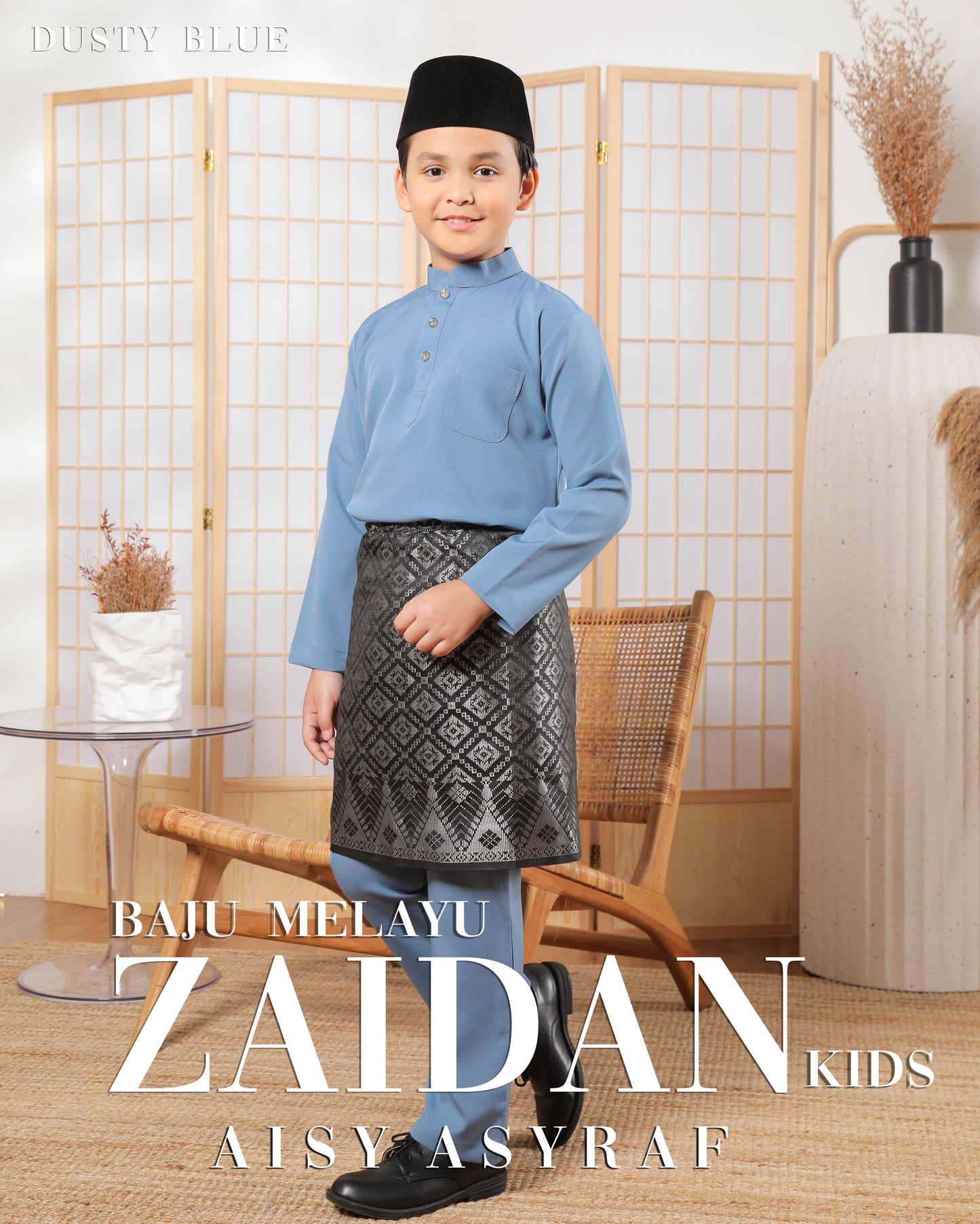 Baju Melayu Zaidan Kids - Dusty Blue