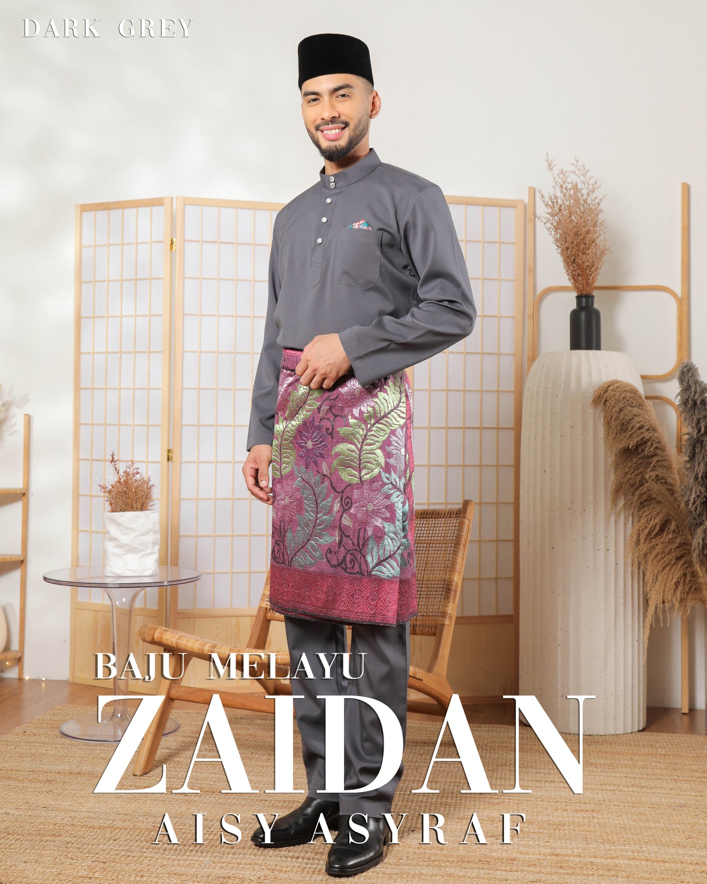 Baju Melayu Zaidan - Dark Grey