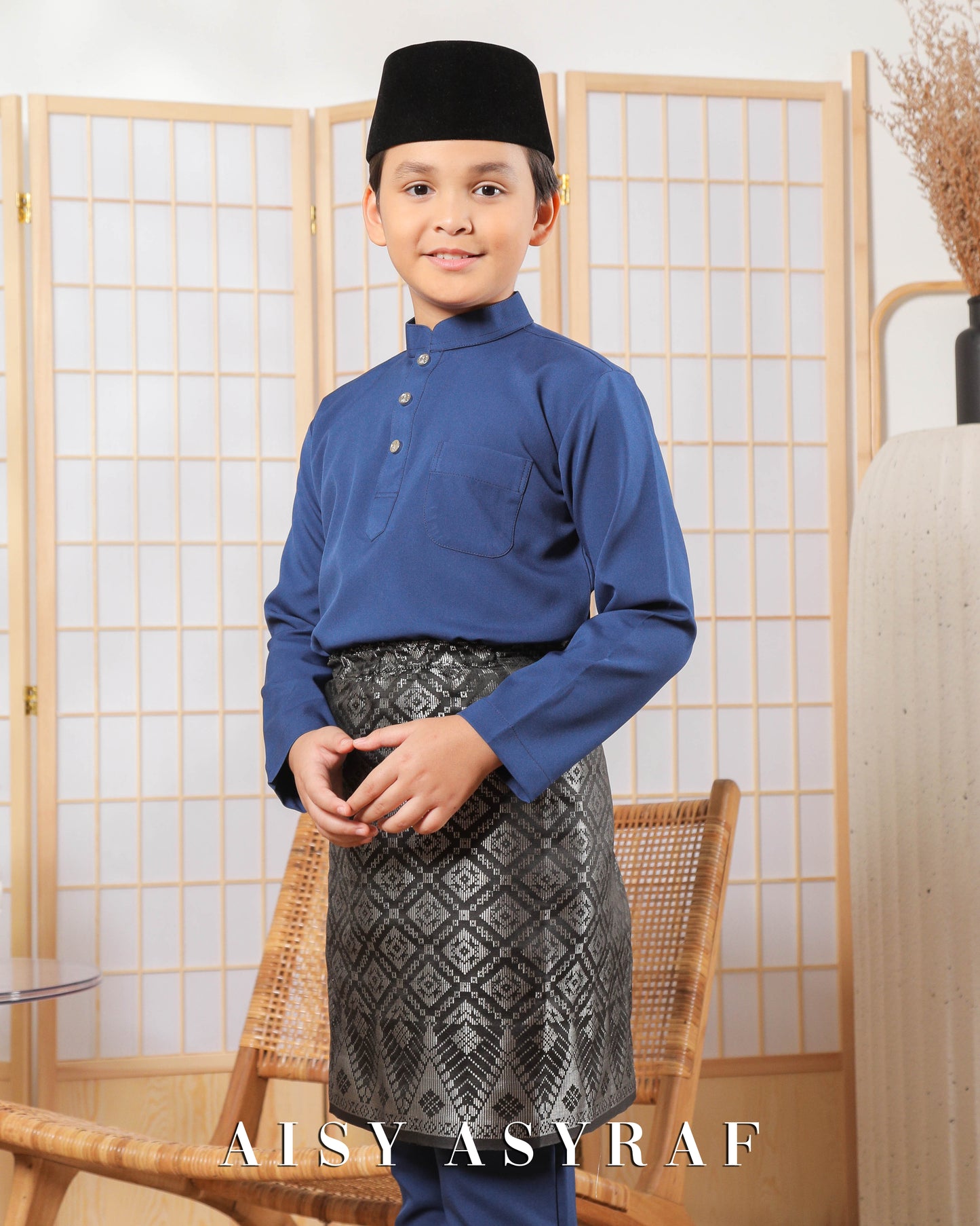 Baju Melayu Zaidan Kids - Denim Blue