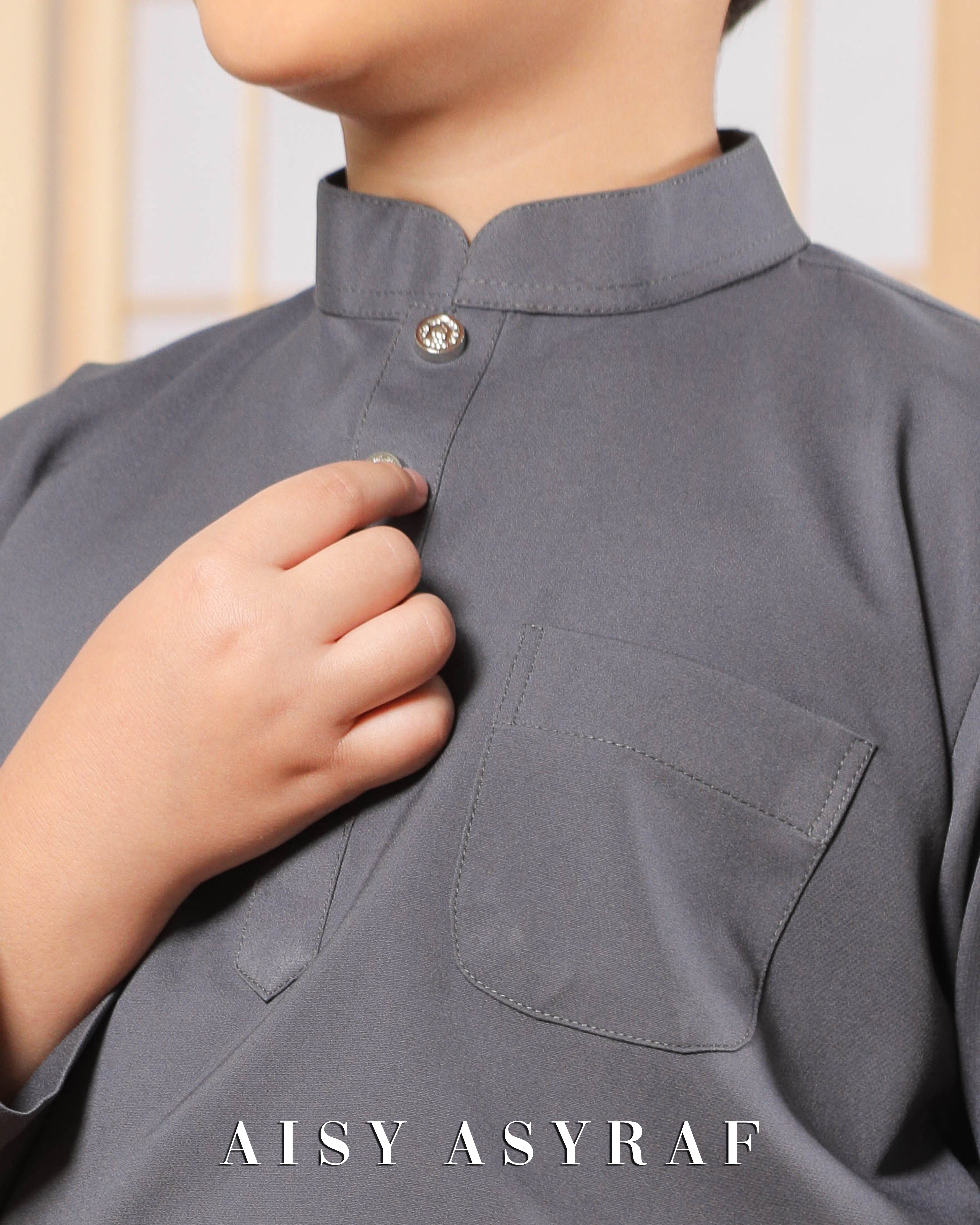 Baju Melayu Zaidan Kids - Dark Grey