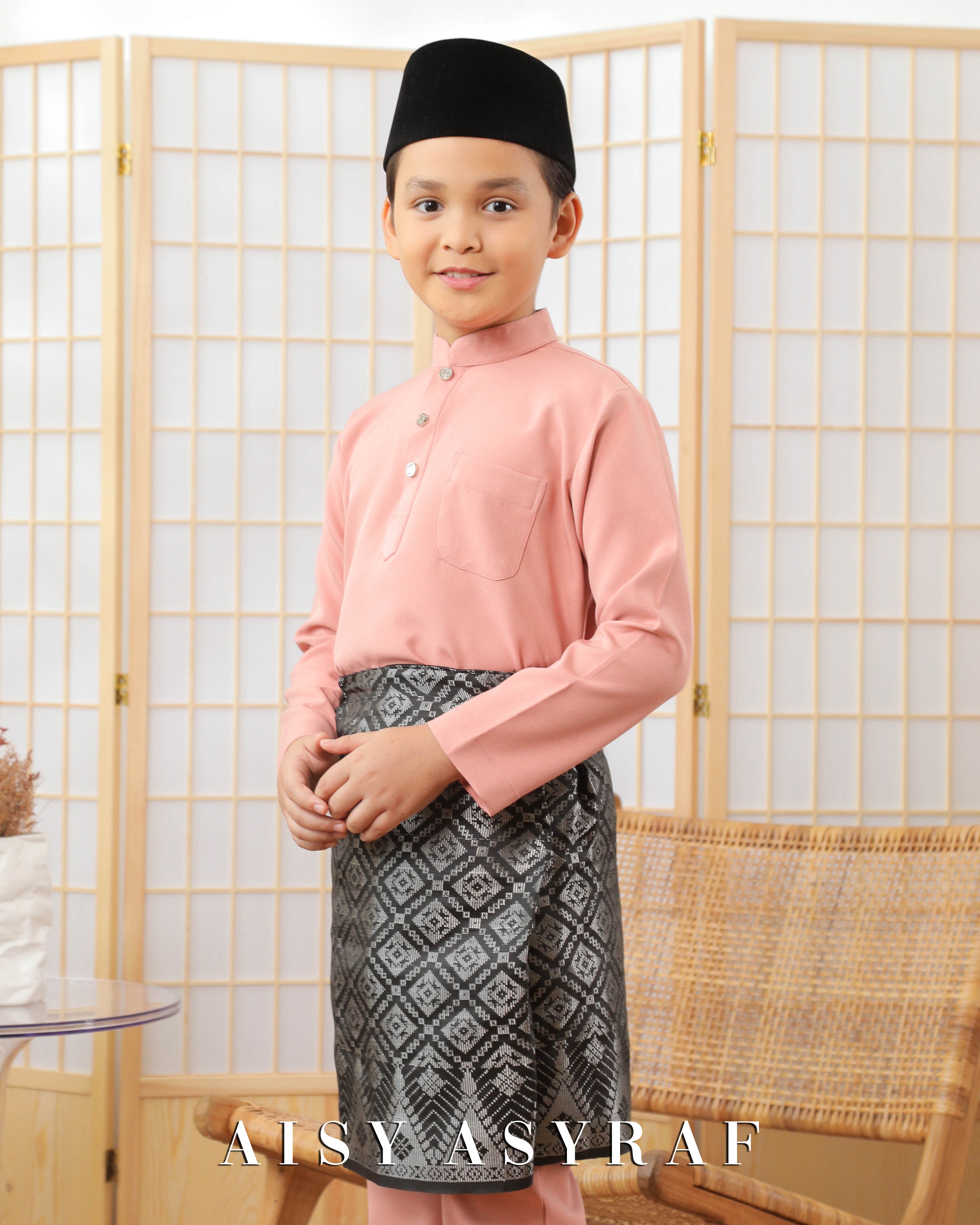 Baju Melayu Zaidan Kids - Peach