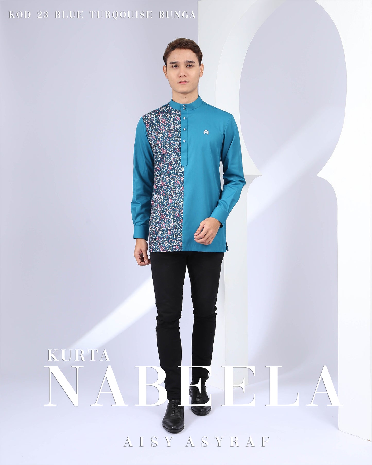 Kurta Nabeela - Kod 23 ( Floral Blue Turqouise)
