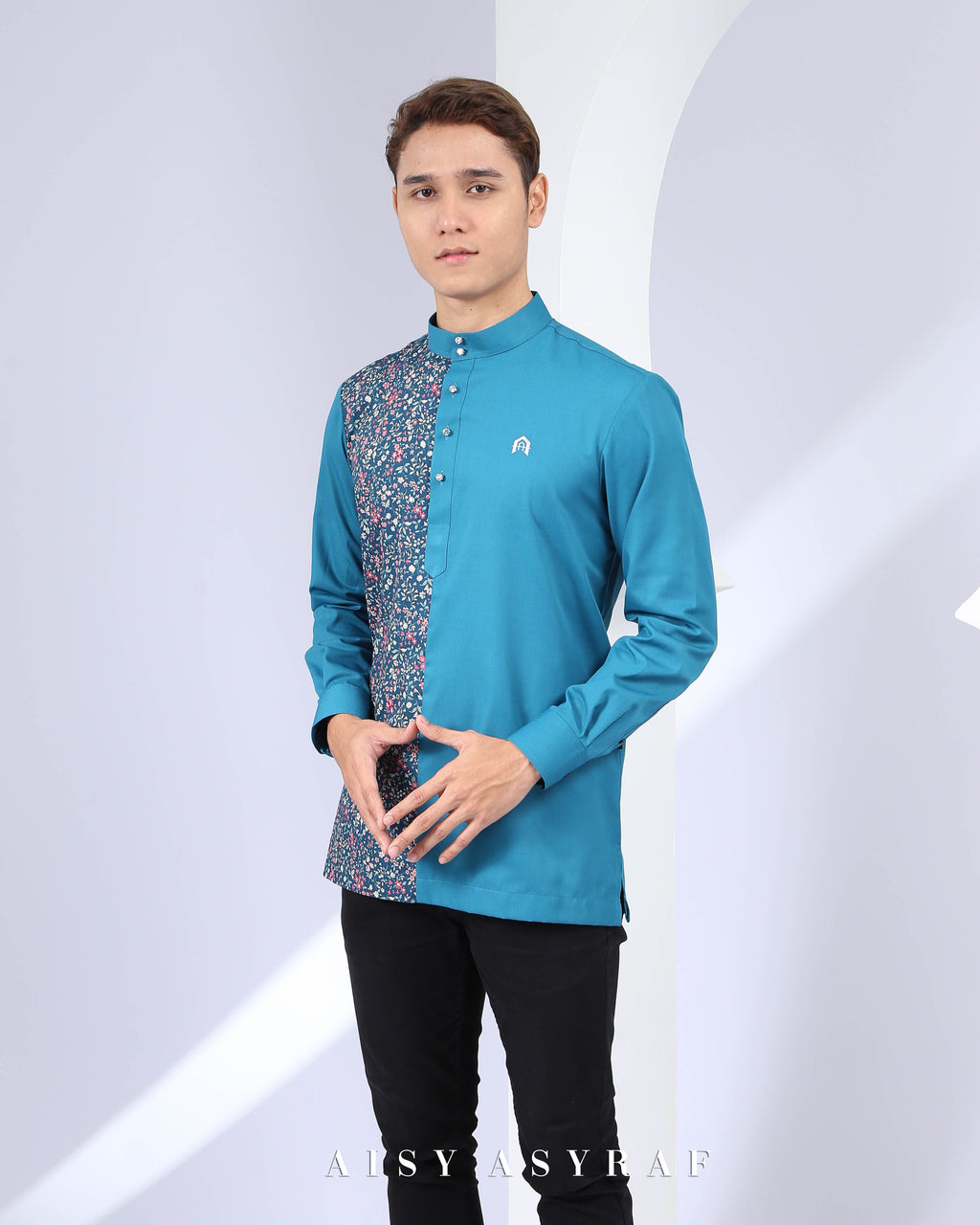 Kurta Nabeela - Kod 23 ( Floral Teal Blue)
