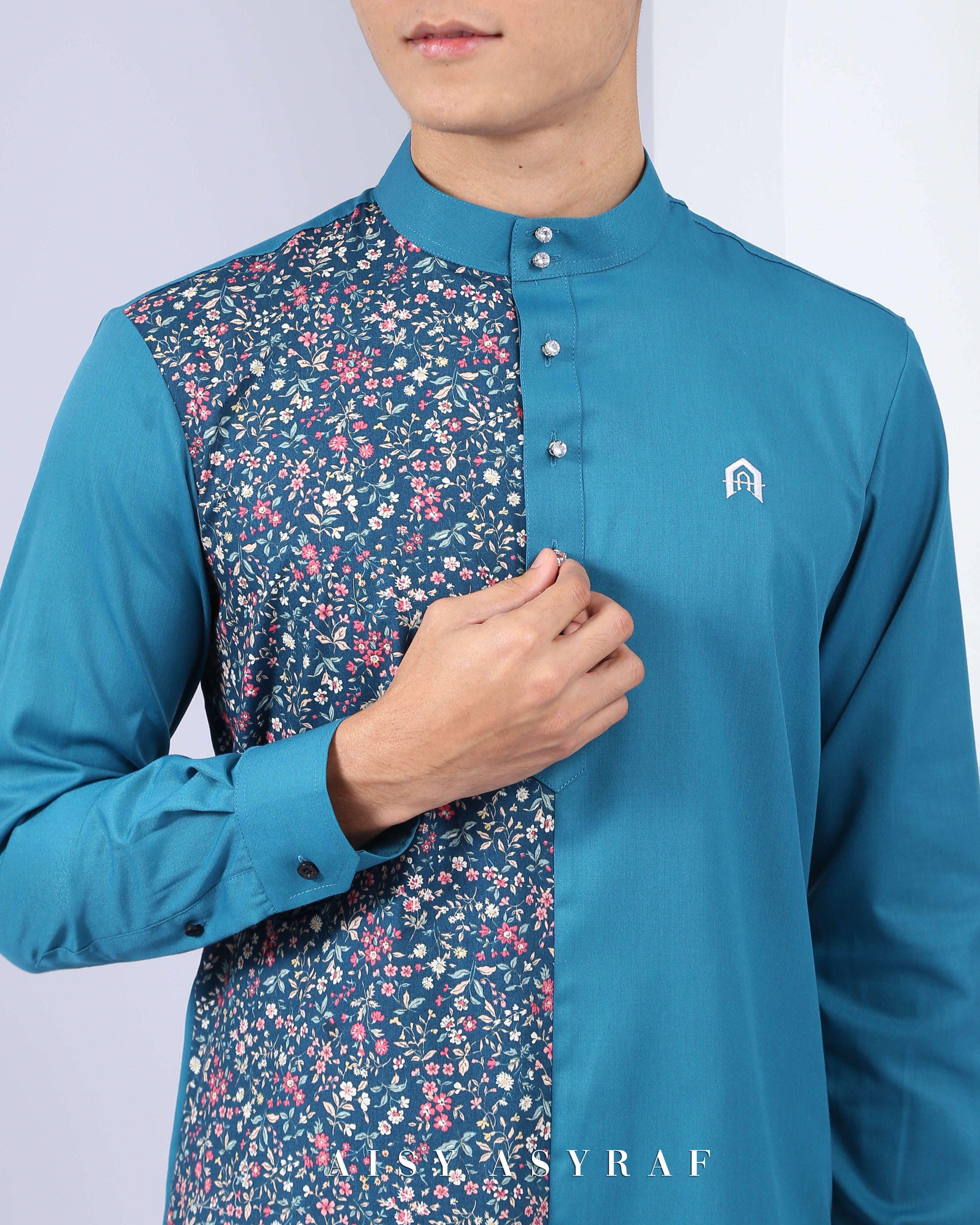Kurta Nabeela - Kod 23 ( Floral Teal Blue)
