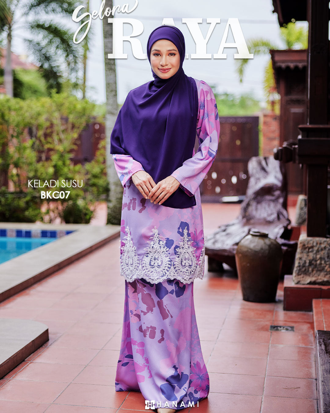 Baju Kurung Corak Gelora Raya - Purple Keladi Susu