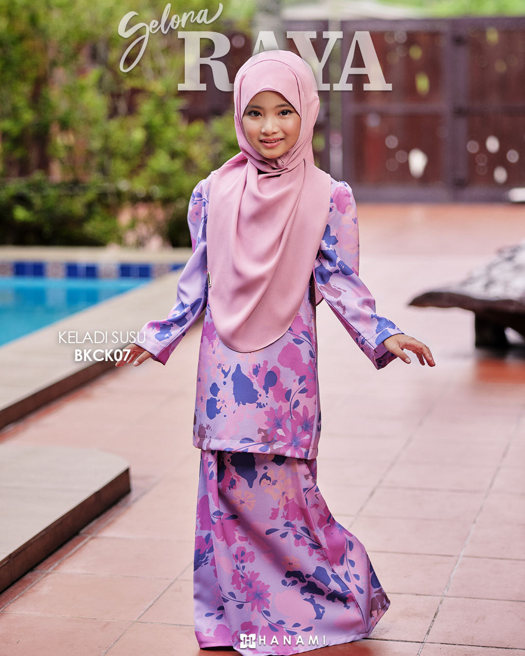 Baju Kurung Corak Gelora Raya Kids-  Purple Keladi Susu