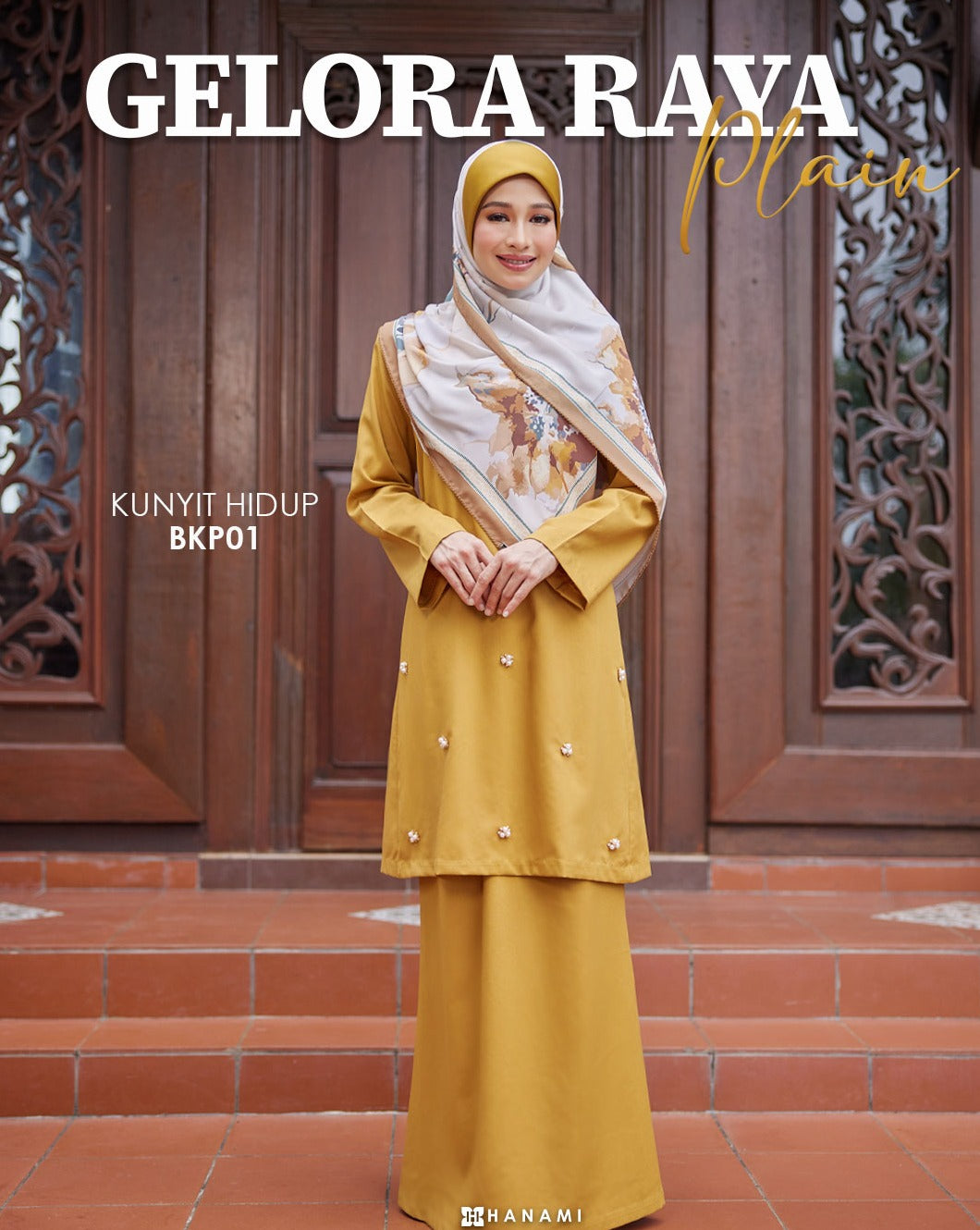 Baju Kurung Plain Gelora Raya - Kunyit Hidup (Mustard)